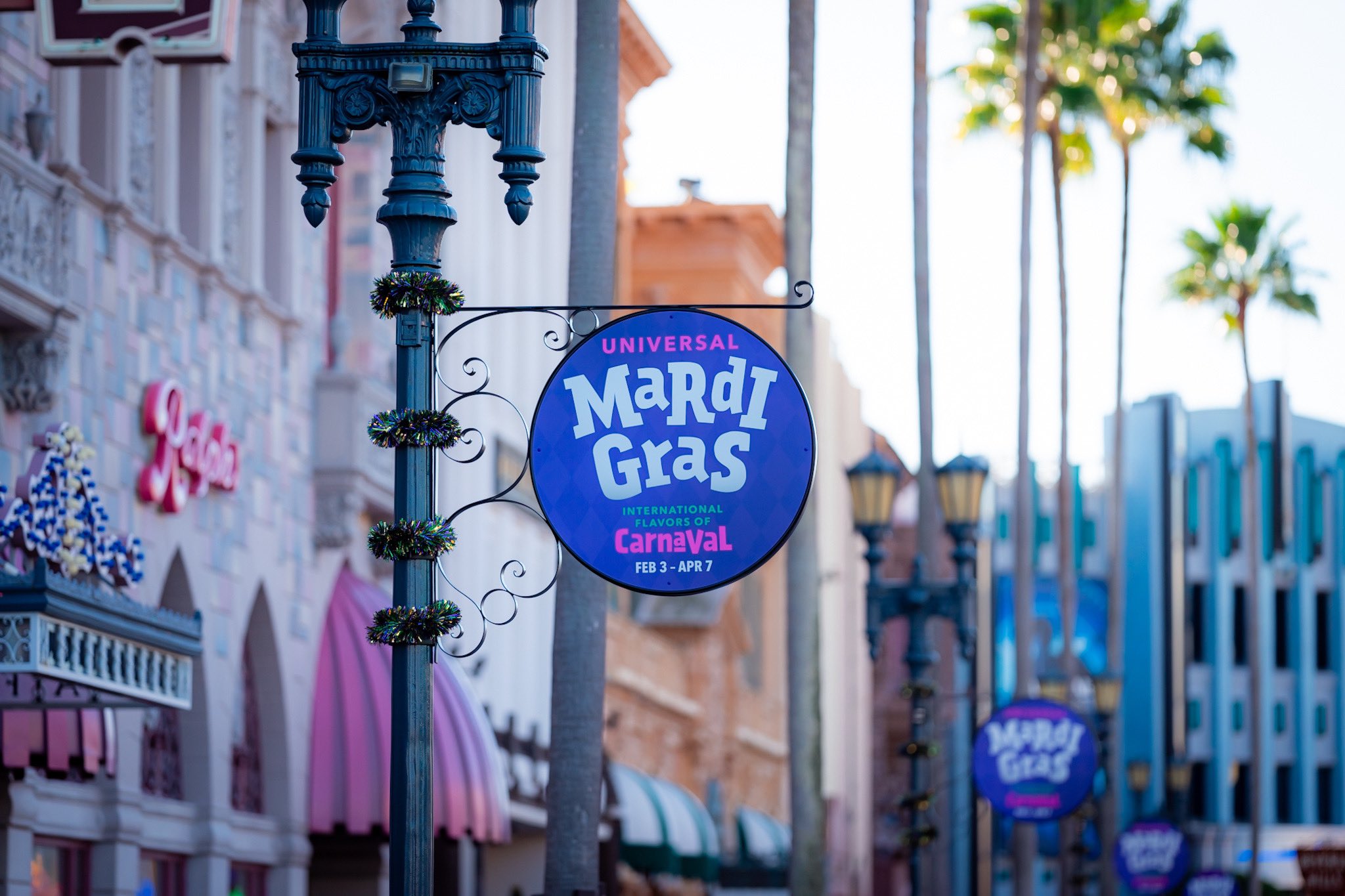 Universal Mardi Gras 2024 street signage